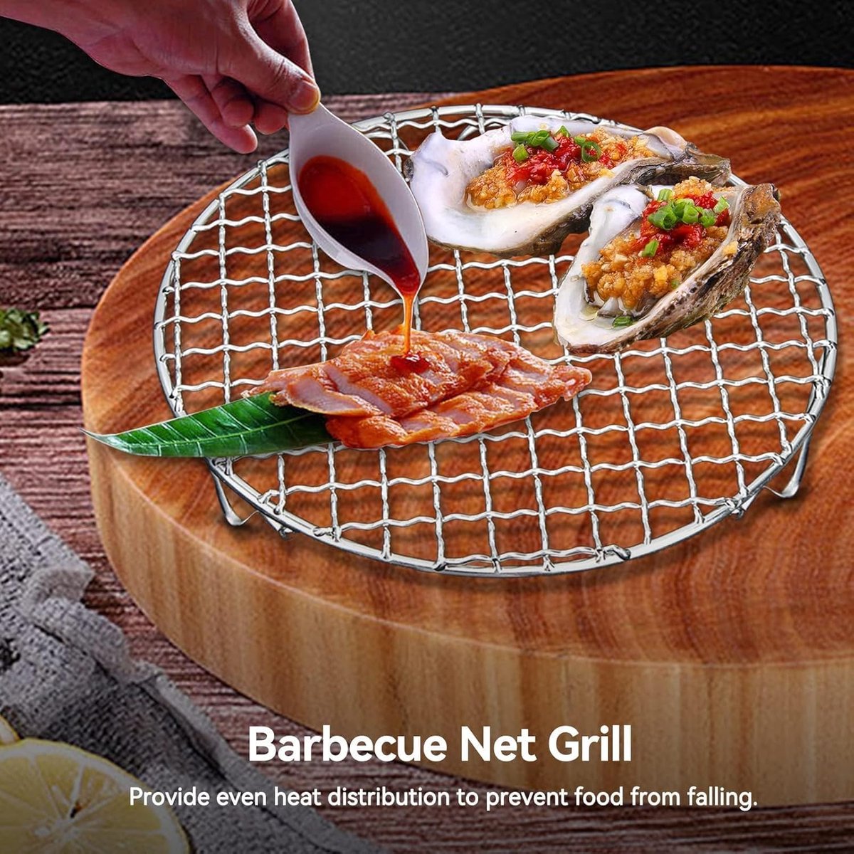 Grill - Grill grate - Grill accessories - Stainless steel grill - Round grill - Cooking and cooling rack - With support legs - For outdoor grilling - Silver - 18 cm/7.1