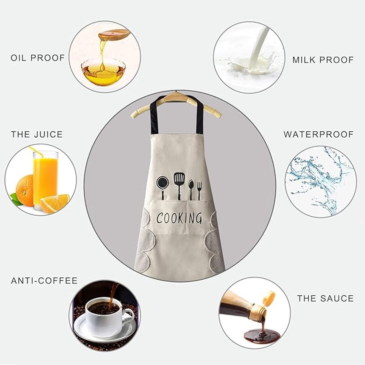 Kitchen Apron - 2 pieces - Professional Cooking Apron - Ladies' Kitchen Apron with Hand-Wipe Pockets - for Ladies and Gentlemen - Professional Cooking Apron - Catering Apron - Large Pocket - Hand-Wipe - Waterproof - for Cooking and Baking - Easily Adjusta