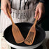 2 pieces - 33*6.5 cm - wooden spatulas - cooking utensil set - wok spatulas - spatula - kitchen utensils - flat wok pancake spatula - kitchen accessories - non-stick pan - brown