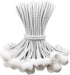 50 pieces - 6 inch - Elastic rope - Elastic cord - Tensioning elastic - tension cord - ball bungee cords - with balls - reusable - for golf nets, soccer goals, camping, tent poles, hose - white rope black spot - 150*22 mm