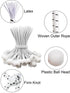 50 pieces - 6 inch - Elastic rope - Elastic cord - Tensioning elastic - tension cord - ball bungee cords - with balls - reusable - for golf nets, soccer goals, camping, tent poles, hose - white rope black spot - 150*22 mm
