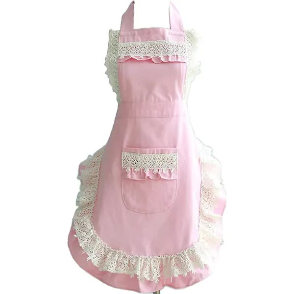 Kitchen Apron for Women Adjustable Waterproof with Pockets Pink Cooking Apron
