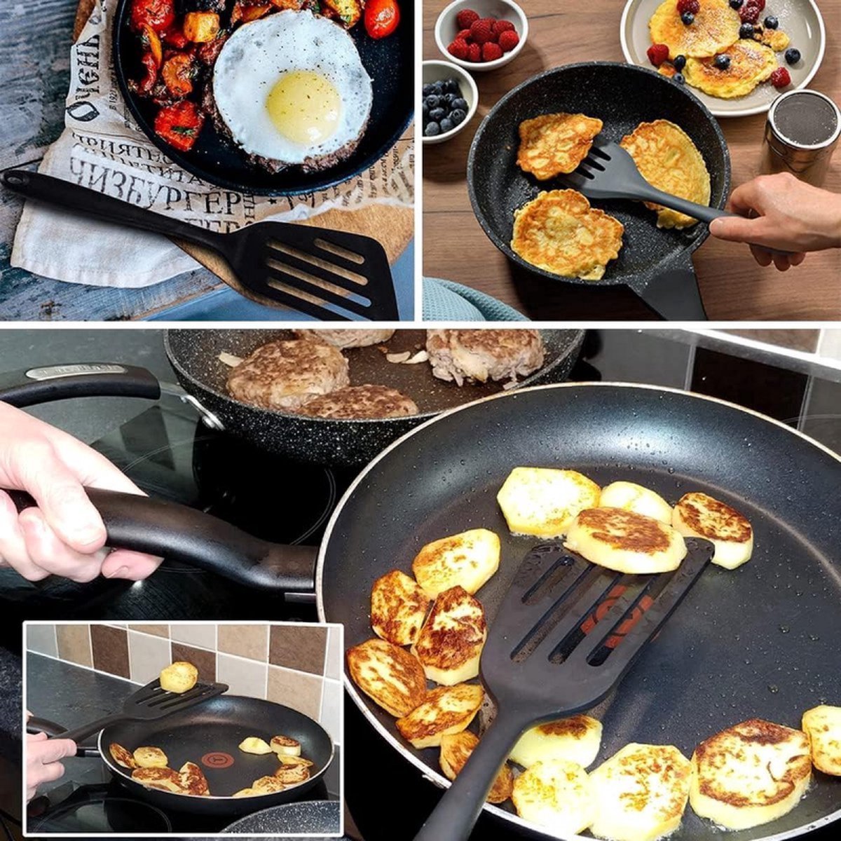 Spatulas - 3 pieces - Spatula Silicone - BPA free - Non-stick coating Silicone Cooking Utensil Set, Slotted spatula, heat resistant spatula, fish spatula, spatula kitchen utensils, for coated pots - Non-stick
