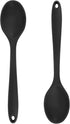 Cooking Spoon - 2 Pieces - Stirring Spoon - Silicone - Spoon - Sauce Spoon - Serving Spoon - Serving Spoon - Heat Resistant - Kitchen Tool - Non-Stick Coating - Kitchen Utensils - Suitable for Kitchens and Dining Rooms - 20.5*4.5 cm - Black