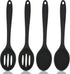 Cooking Spoon - 4 Pieces - Stirring Spoon - Silicone - Spoon - Sauce Spoon - Serving Spoon - Serving Spoon - Heat Resistant - Kitchen Tool - Non-Stick Coating - Kitchen Utensils - Suitable for Kitchens and Dining Rooms - 20.3*4.5 cm - Black