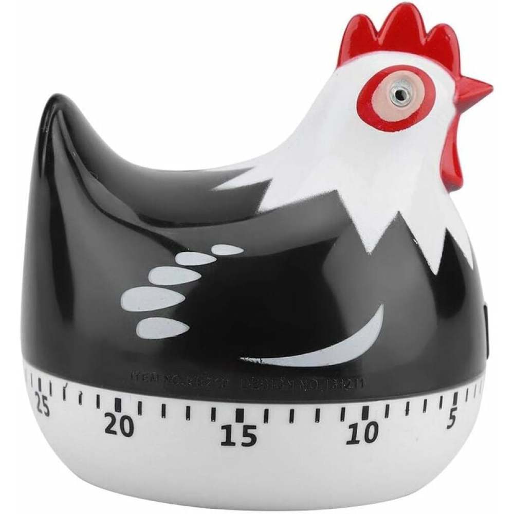Kitchen Timer Chicken Design Manual Cooking Clock ABS Black Compatible with Braun