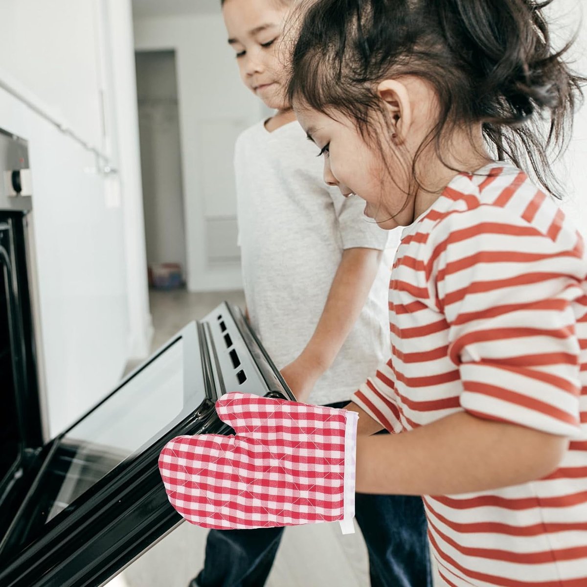 Children's Oven Mitts - Oven Mitts - Red Kitchen Mitts Oven Mitts Heat Resistant Cooking Baking Microwave - Kitchen