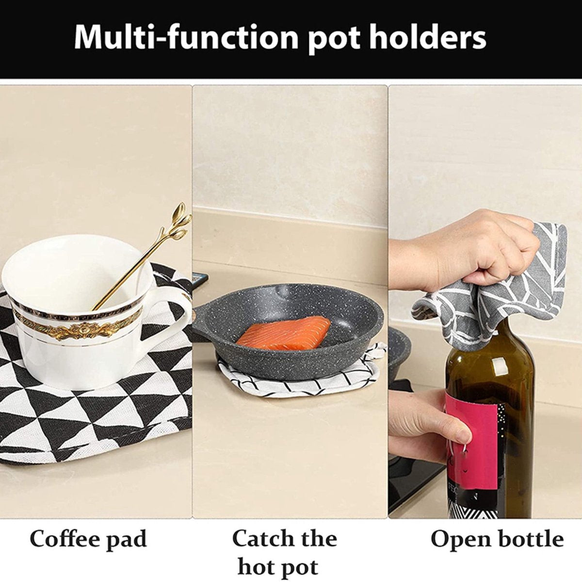 Set of 6 - Oven Mitts and Heat Resistant Mat - Microwave Gloves and Heat Resistant Oven Mat - Cooking Specific