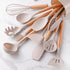 Set of 12 Silicone Kitchen Utensils with Wooden Handle - Storage Bucket - Non-Stick Pan & Kitchen Utensils - Cooking Spatula and Spoon Set