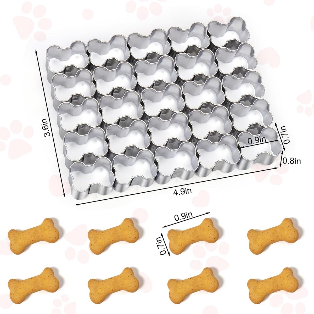 Bone Cookie Cutters - Stainless Steel Baking Cup Set - Kitchen & Baking Tools - With Cleaning Brush - Enjoy cooking with your kids.