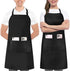 Two-piece kitchen aprons - Waterproof and stain resistant - Professional cooking aprons - Unisex - Suitable for various purposes including catering, pottery, painting, woodworking, etc. - With two large, practical pockets - Black