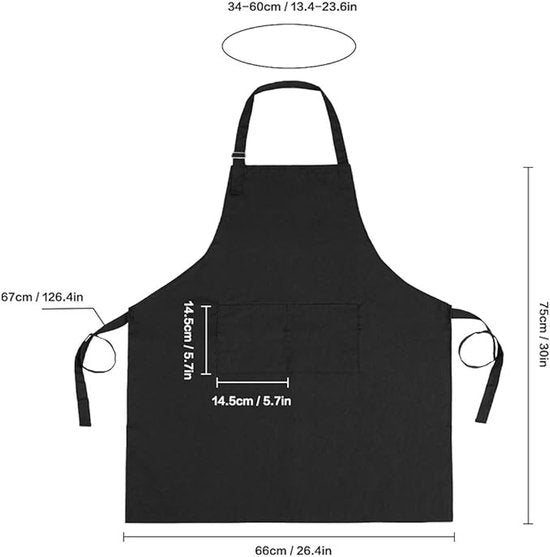 Apron - 1 piece - Cooking apron - Cotton apron - Apron - Work apron - Black cotton apron
