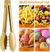 Bread Tongs - 4-Piece Set - Kitchen Tongs for Home Use - Gold Stainless Steel Serving Tongs - Grill Tongs - Steak Tongs - Kitchen Tongs - For Cooking, Salads, Buffets, Appetizers and Desserts
