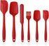 Silicone Spatula Set - Silicone Kitchen Utensils Including Rubber Spatula - Non-Stick and Heat Resistant - Suitable for Cooking, Baking and Mixing - Red - Pack of 6