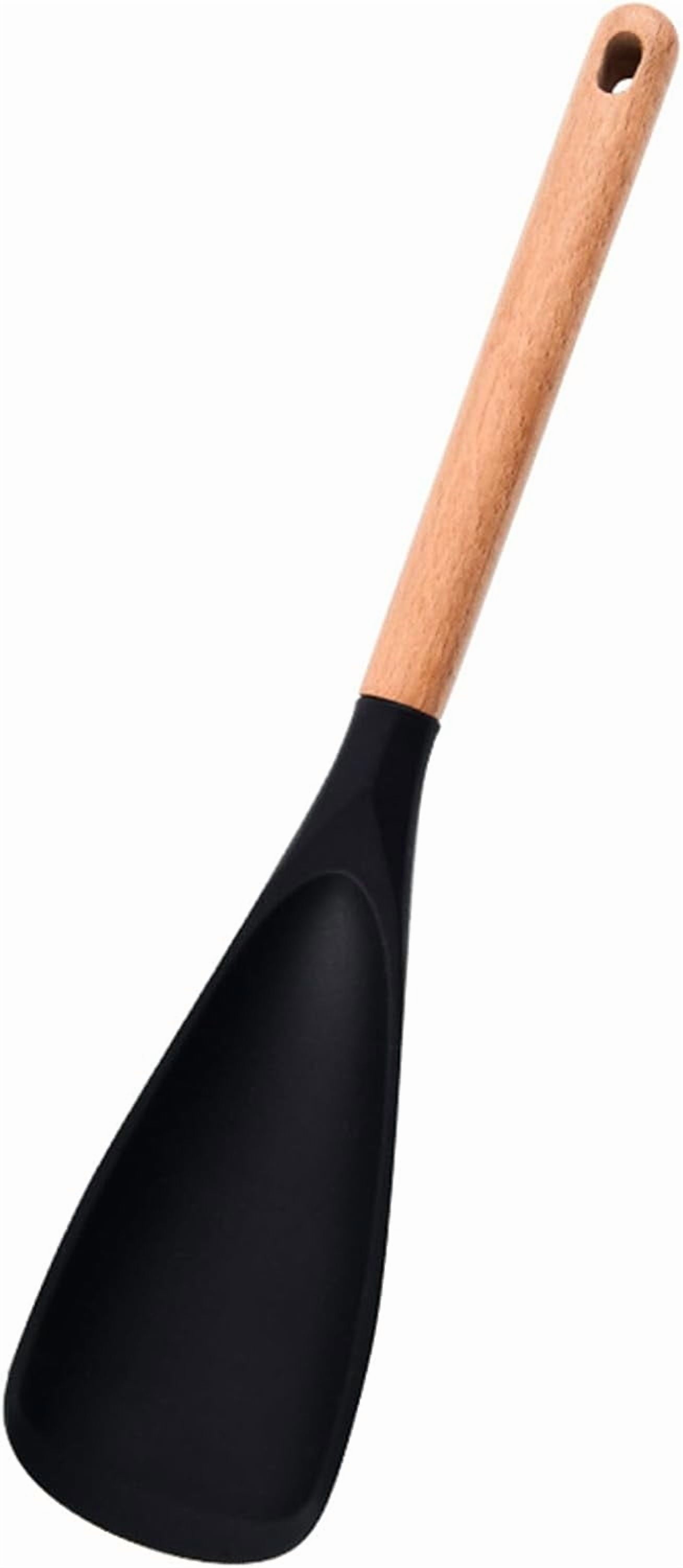 Multifunction Spatula Cooking Spoon, Multi Function Spatula Spoon, Silicone Cooking for Kitchen, 2 in 1 Multi Function Spoon, For Cook and Serving (Black, L) Black
