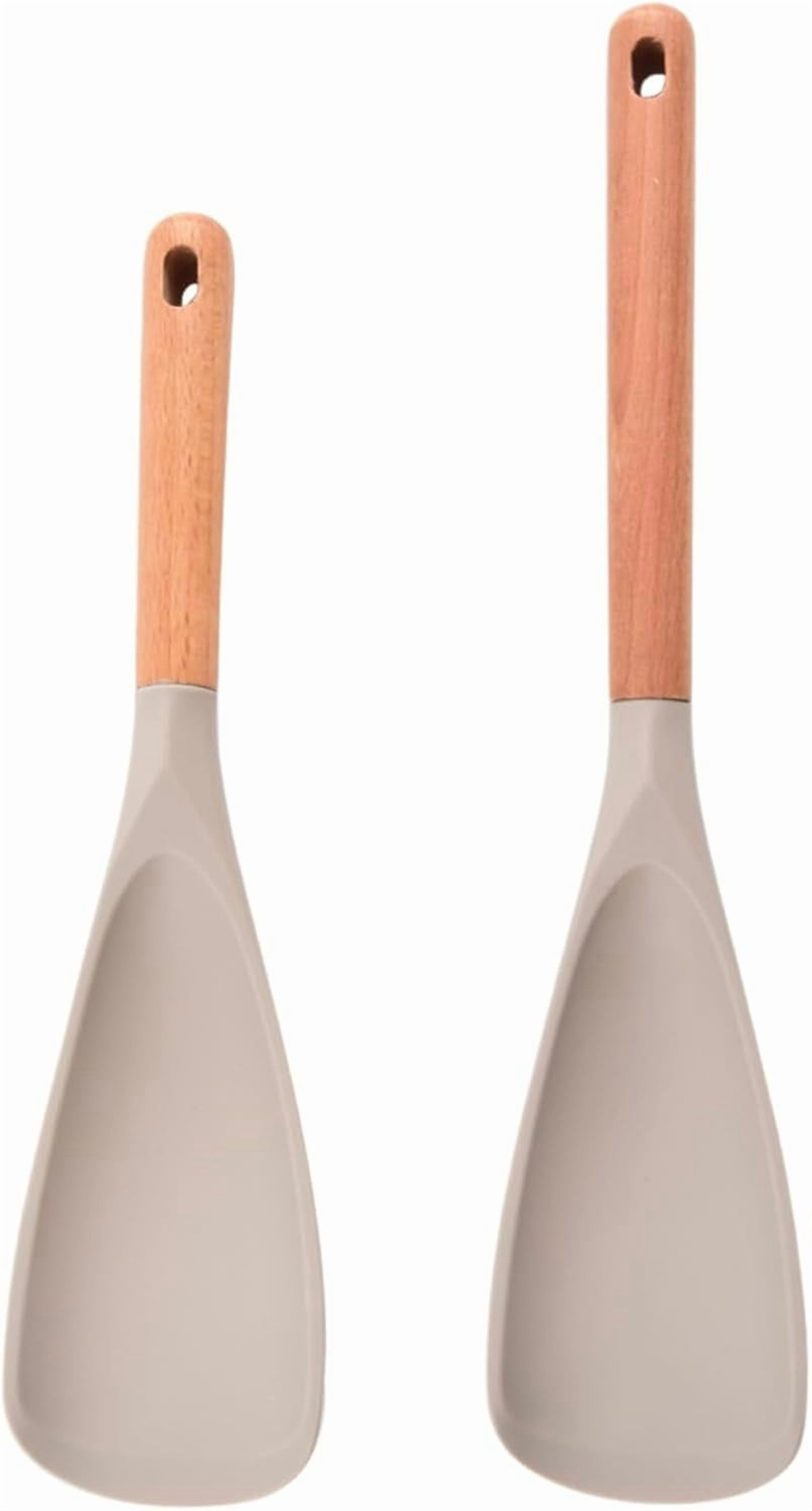 Multifunction Spatula Cooking Spoon, Multi Function Spatula Spoon, Silicone Cooking for Kitchen, 2 in 1 Multi Function Spoon, For Cook and Serving (Black, L) Khaki