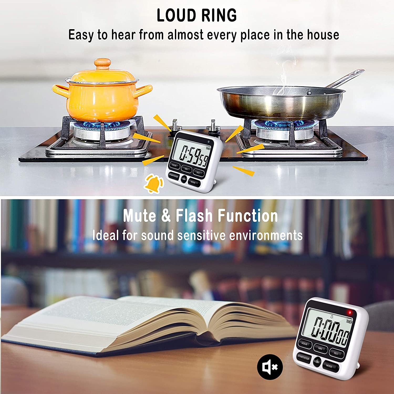 Digital Kitchen Timers for Cooking, Large Digits, Loud Alarm, Baking Kitchen Timers Blue