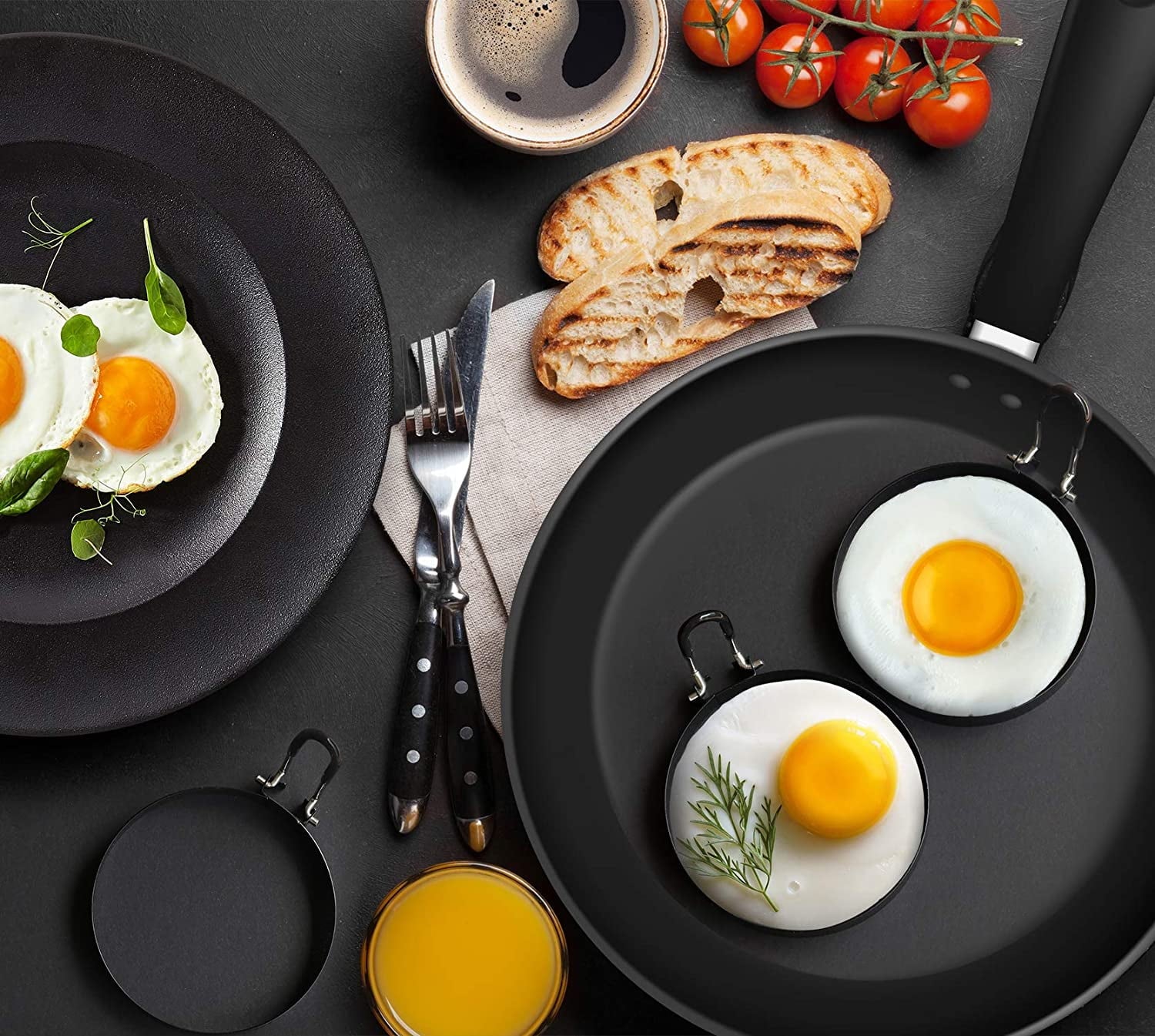 Eggs Rings, 4 Pack Stainless Steel Egg Cooking Rings, Pancake Mold for frying Eggs and Omelet 3.7