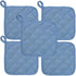 5Pcs Kitchen Pot Holders Set Heat Resistant Pure Cotton Potholders Kit Trivets Large Coasters Hot Pads Pot Holders for Everyday Cooking and Baking by 6.5 x 6.5 Inch Blue