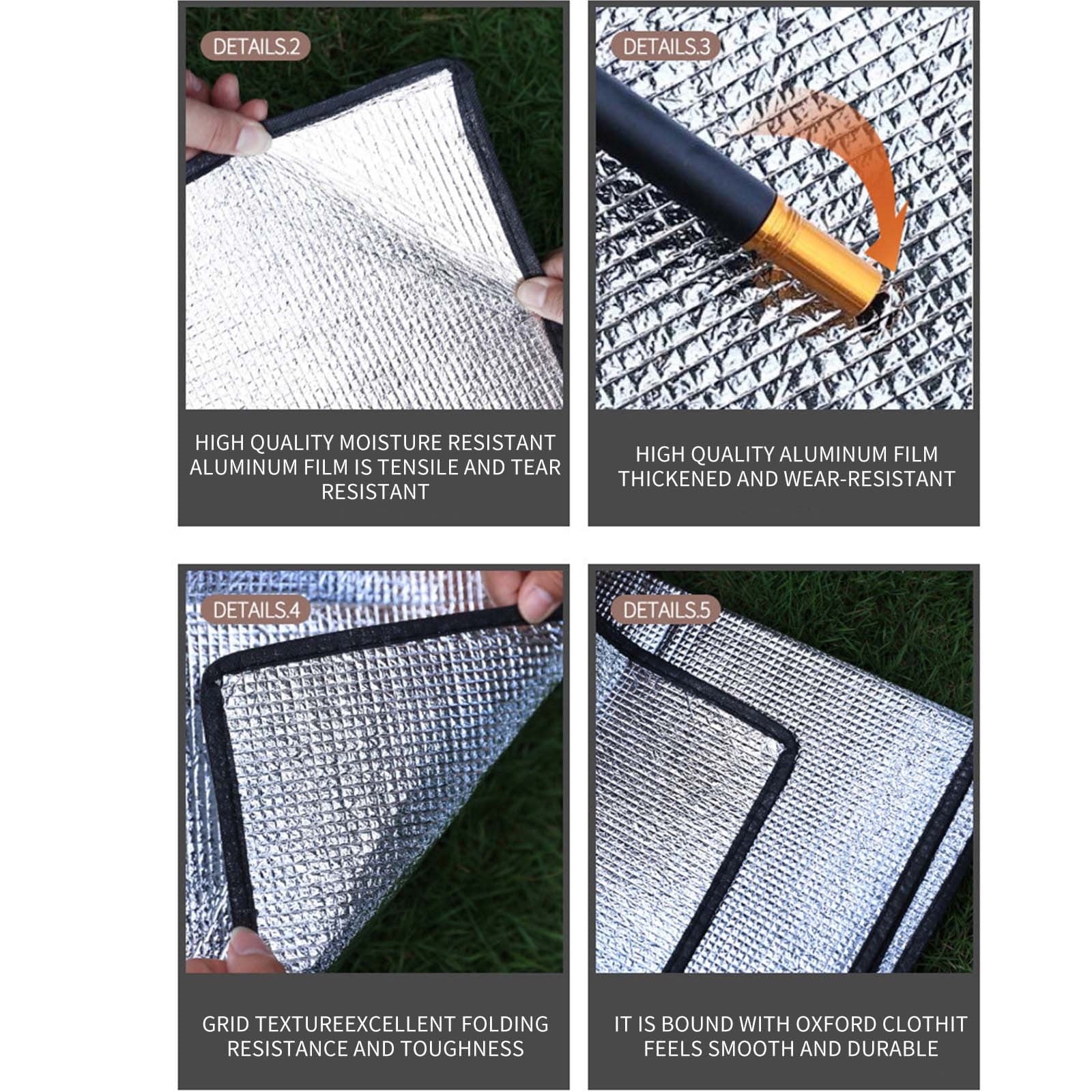 PALIFEUR Camping Mat Foam Foil Blanket for Camping Foam Pad Insulating Foil Mat Sleeping Tent Pad Thermal Mattress Mat Pad Waterproof Aluminum Camping mat Reflecting Heat as show