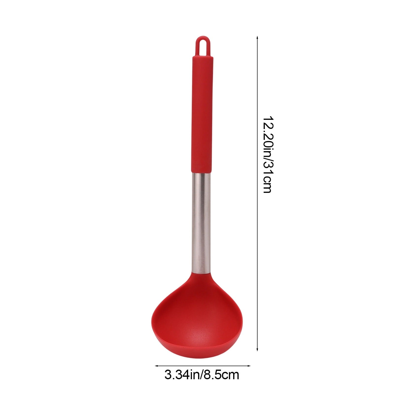 Tyidzon Kitchen Soup Ladle, Heat Resistant Silicone Ladle Lightweight Non Stick Kitchen Tools Spoons for Cooking, Stirring, Serving Soups(Red, 12