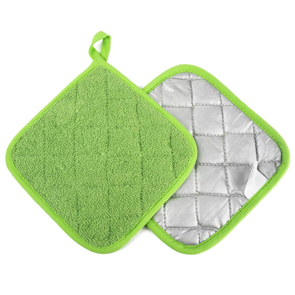 4 Pack Pot Holders for Kitchen Heat Resistant Pot Holders Sets Oven Hot Pads Terry Cloth Pot Holders for Cooking Baking(7"x 7",GRAY) 7" x 7" BLACK