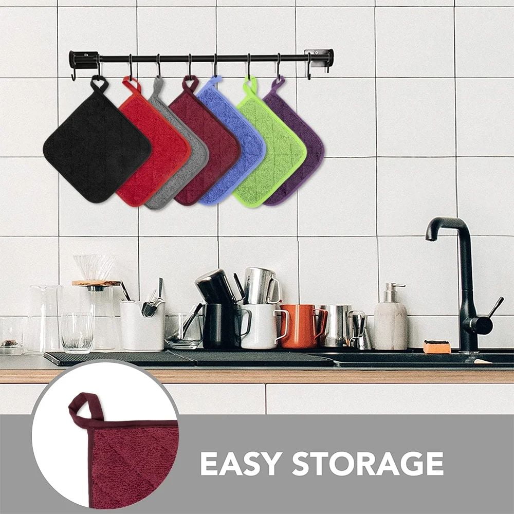 4 Pack Pot Holders for Kitchen Heat Resistant Pot Holders Sets Oven Hot Pads Terry Cloth Pot Holders for Cooking Baking(7