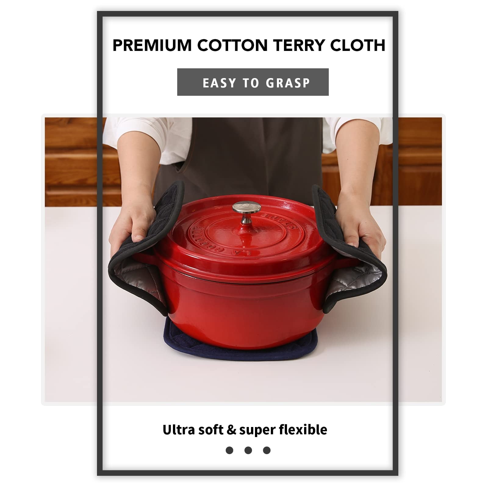 4 Pack Pot Holders for Kitchen Heat Resistant Pot Holders Sets Oven Hot Pads Terry Cloth Pot Holders for Cooking Baking(7