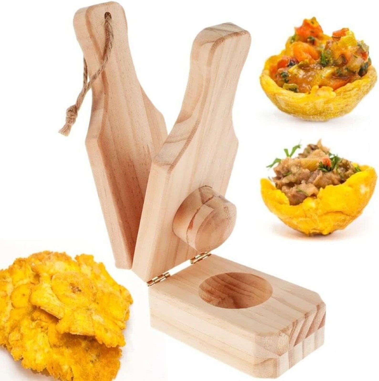 JWDX Bakeware Clearance, Wooden with Handle 2 in 1 Portable Wooden Banana Maker Wood Latin Cooking Utensil for Making Stuffed Gold