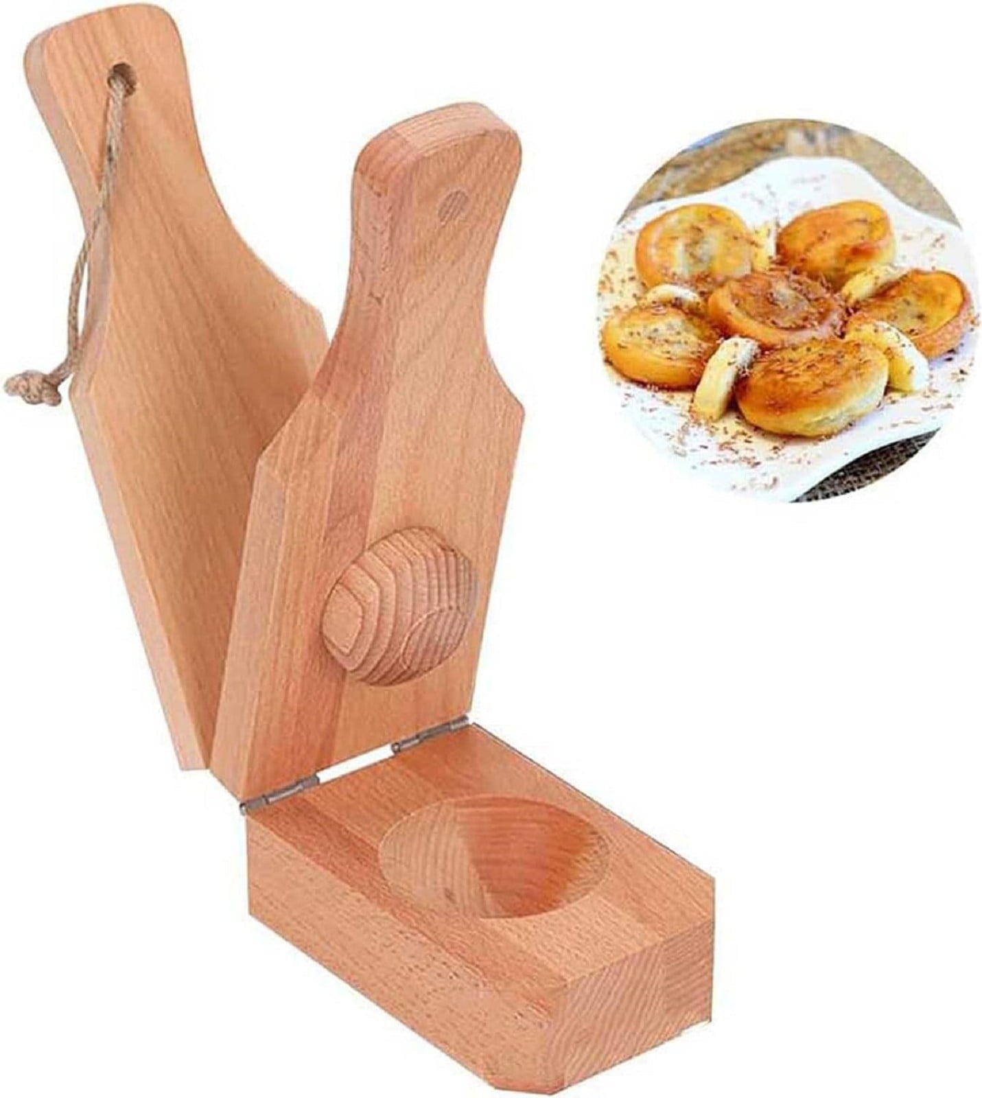 JWDX Bakeware Clearance, Wooden with Handle 2 in 1 Portable Wooden Banana Maker Wood Latin Cooking Utensil for Making Stuffed Gold