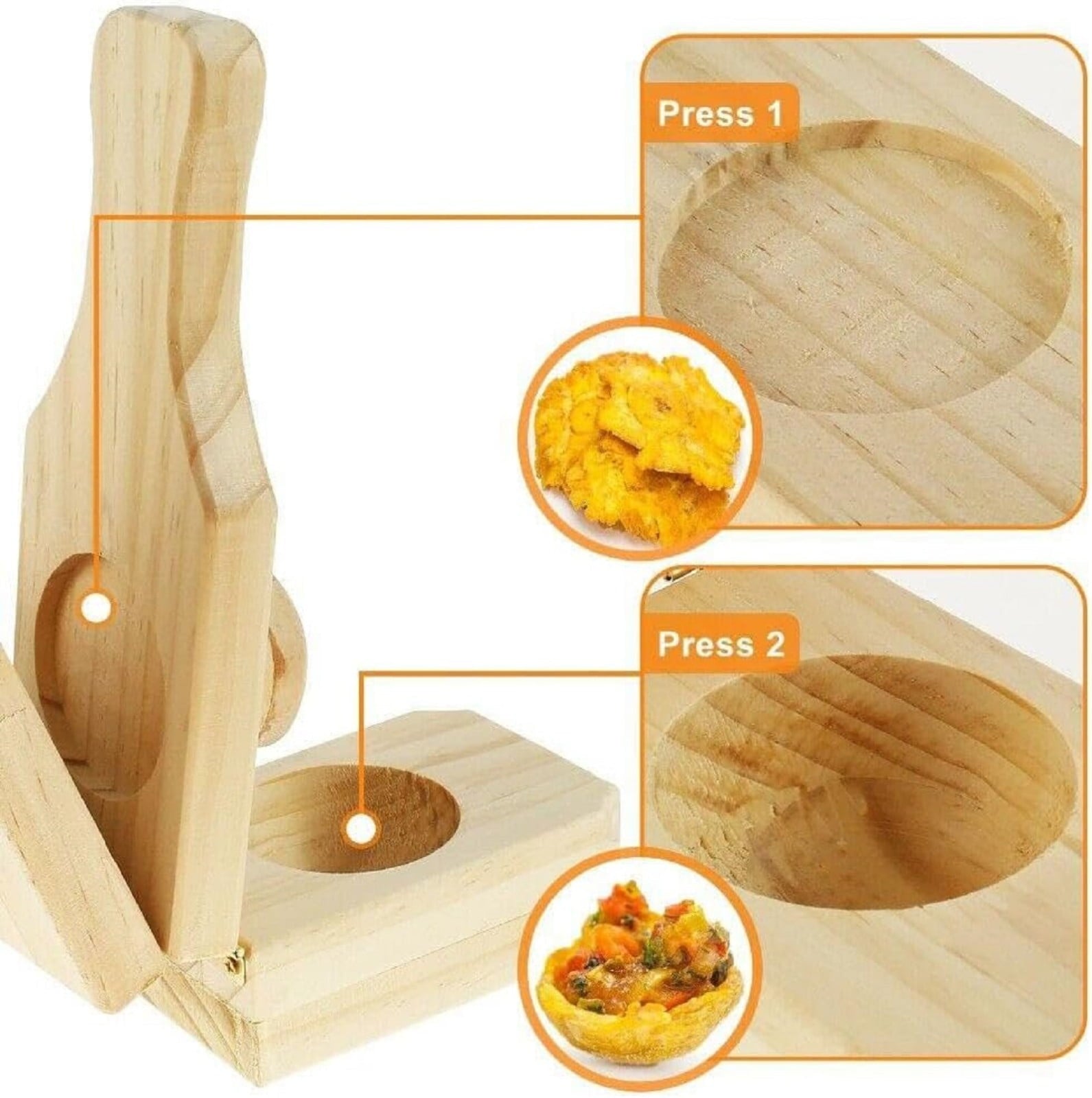JWDX Bakeware Clearance, Wooden with Handle 2 in 1 Portable Wooden Banana Maker Wood Latin Cooking Utensil for Making Stuffed Gold