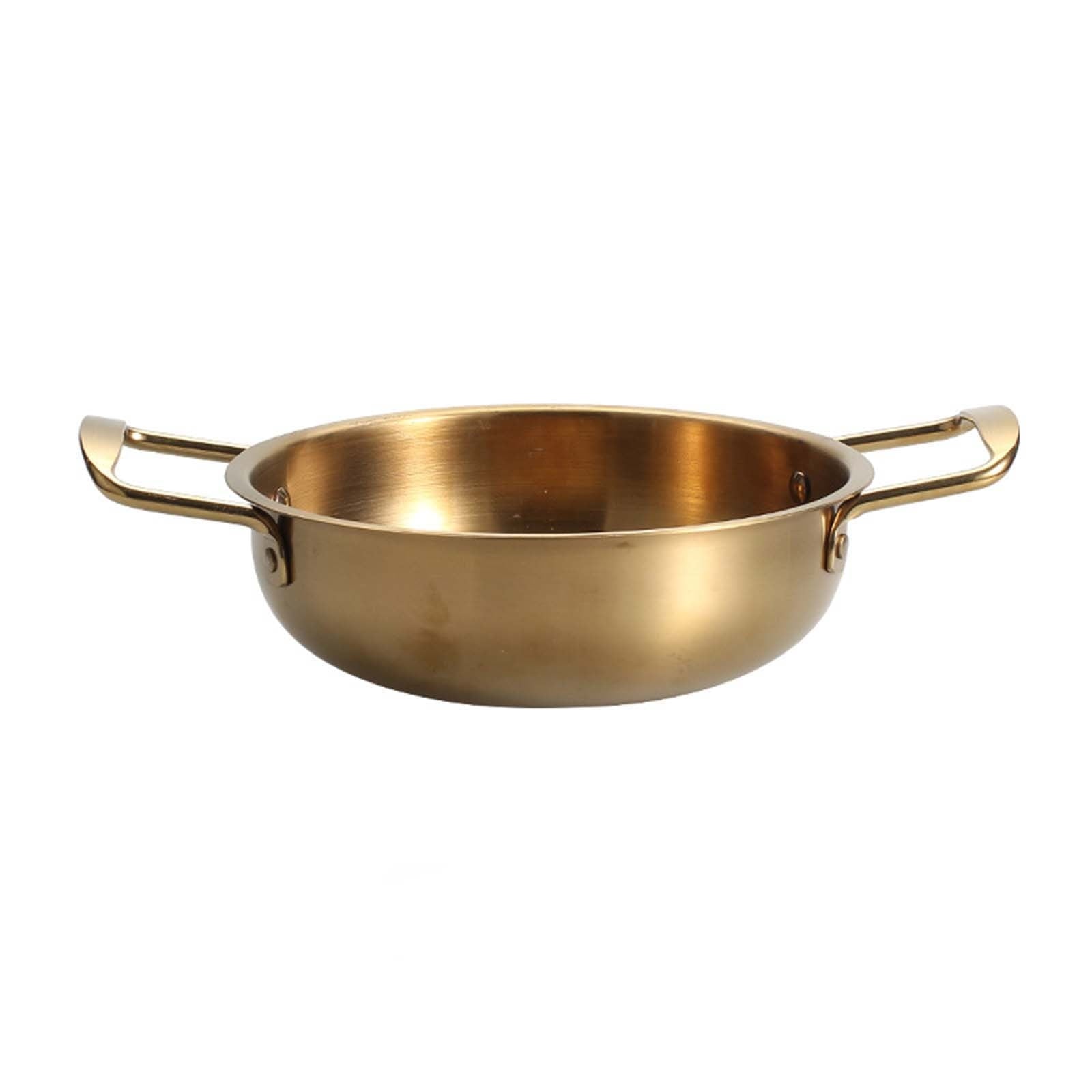 JWDX Stainless Steel Instant Noodle Pot Clearance, 7.1" Korean Ramen Noodle Pot with Handles Stainless Everyday Pan Golden Korean Cooking Pot for Soup Noodle Pasta Home and Outdoor Dishwasher GDA