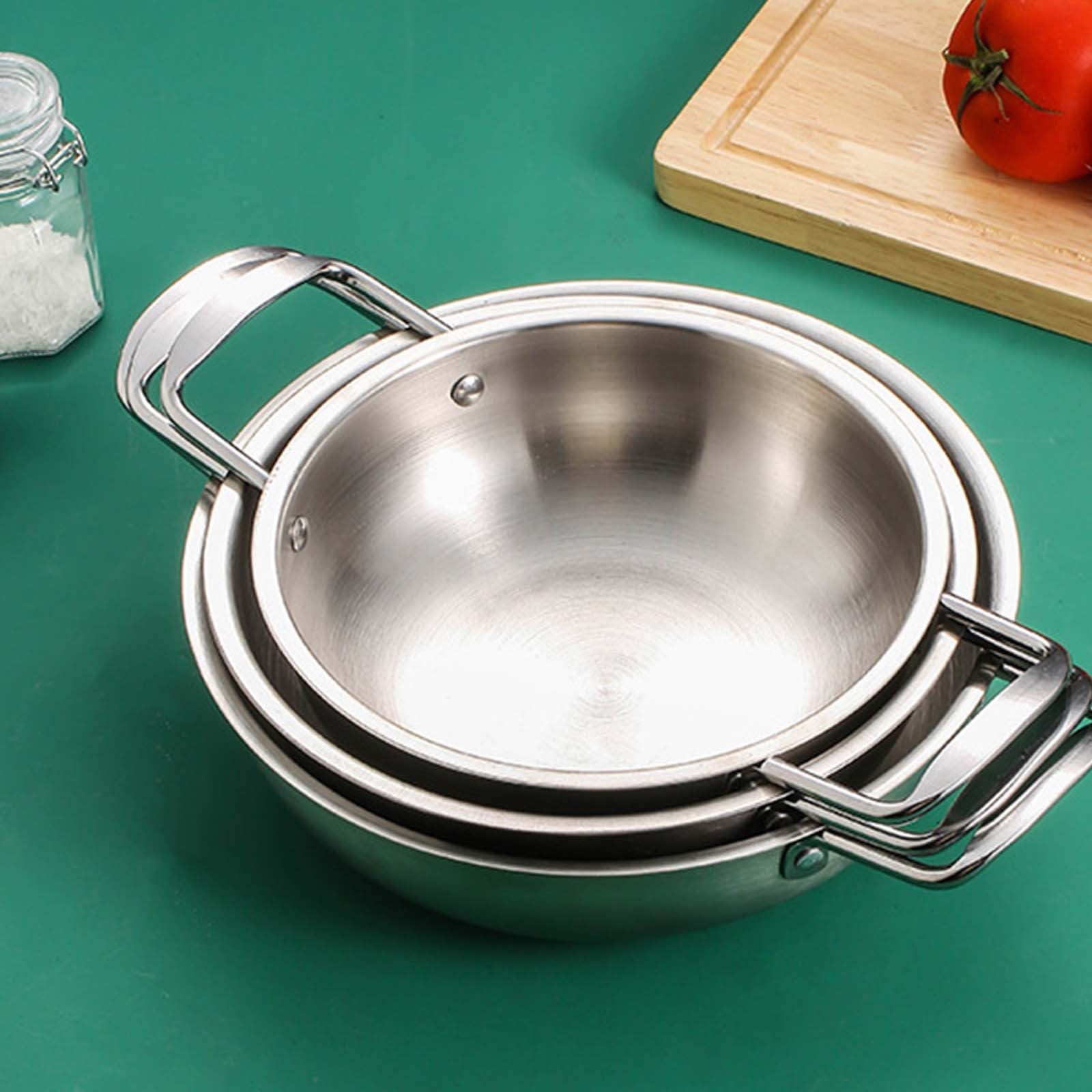 JWDX Stainless Steel Instant Noodle Pot Clearance, 7.1" Korean Ramen Noodle Pot with Handles Stainless Everyday Pan Golden Korean Cooking Pot for Soup Noodle Pasta Home and Outdoor Dishwasher SLA