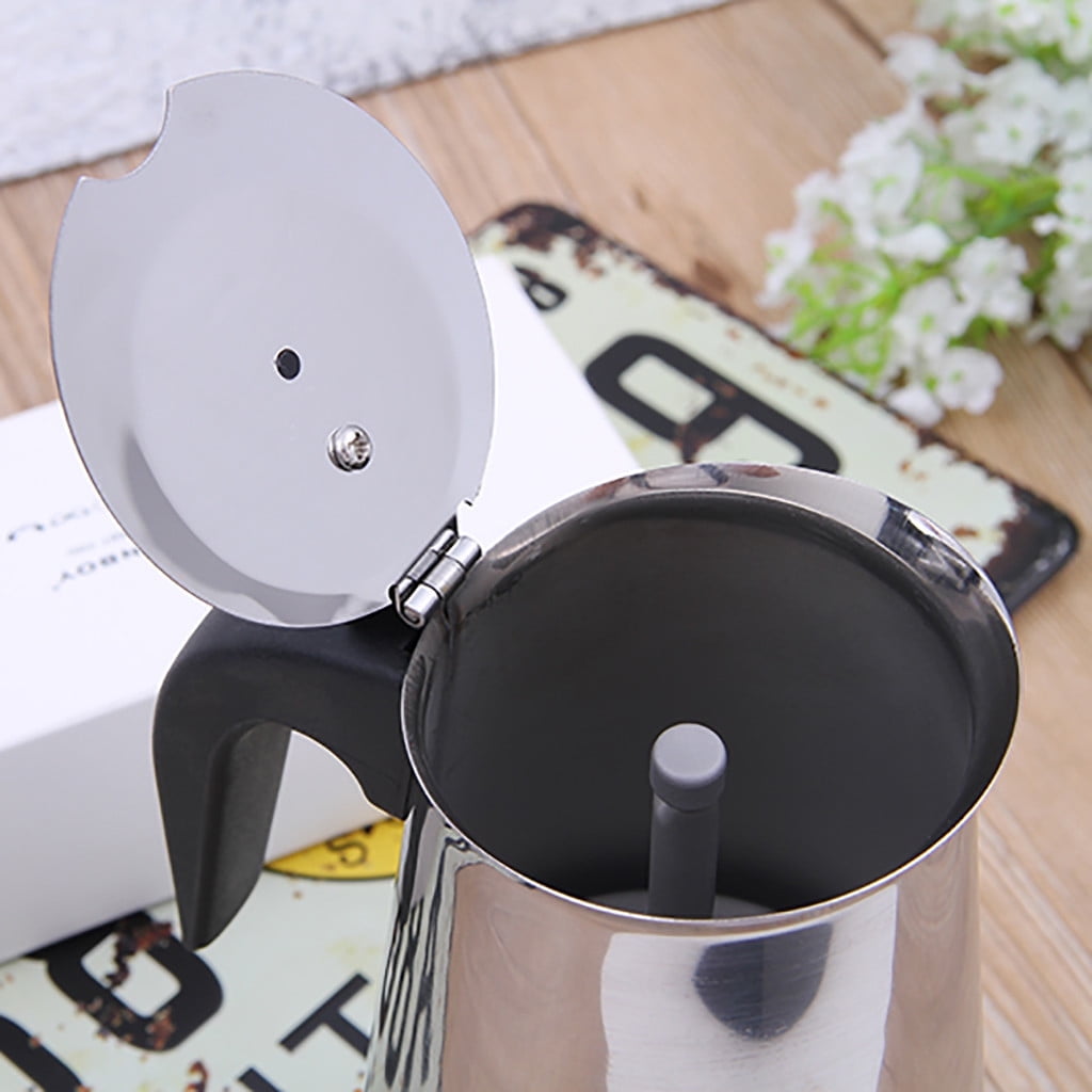 Clearance! Eguiwyn Coffee Maker (2 Cup Capacity) Stainless Steel Mocha Espresso Latte Percolator Stove Top Coffee Maker Pot Too 18.5x11 Silver