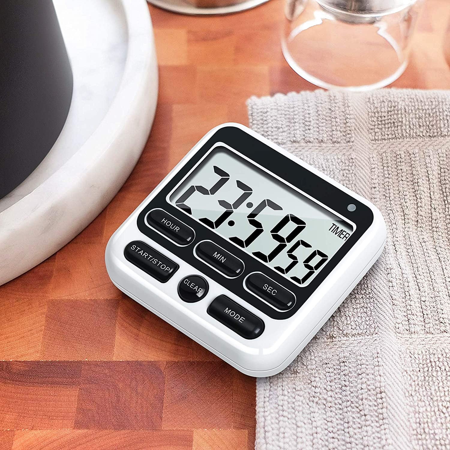 Digital Countdown Kitchen Timer -Count Up Down Magnetic Timer Clock for Cooking Baking Gym Students Black