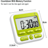 Digital Countdown Kitchen Timer -Count Up Down Magnetic Timer Clock for Cooking Baking Gym Students Green