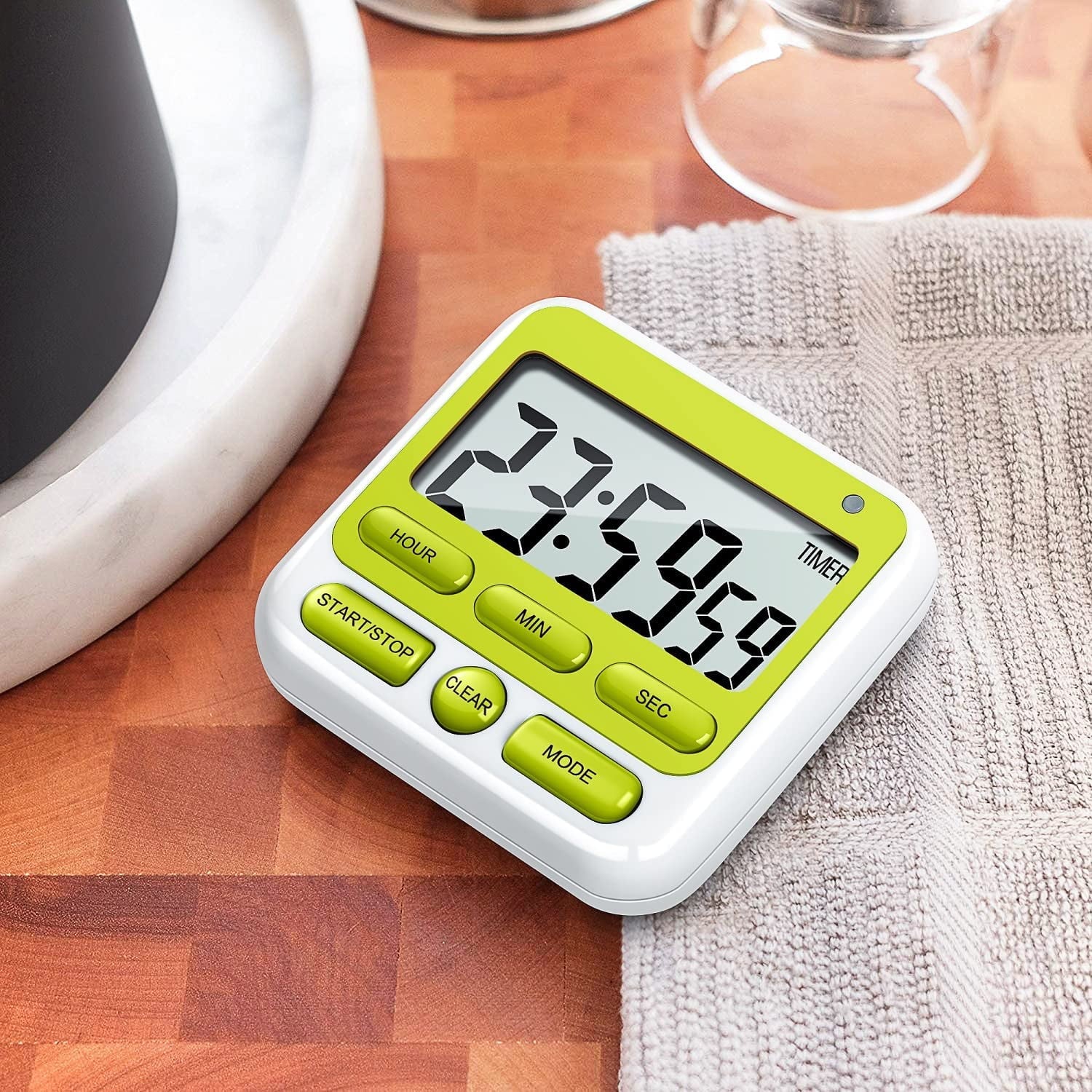Digital Countdown Kitchen Timer -Count Up Down Magnetic Timer Clock for Cooking Baking Gym Students Green