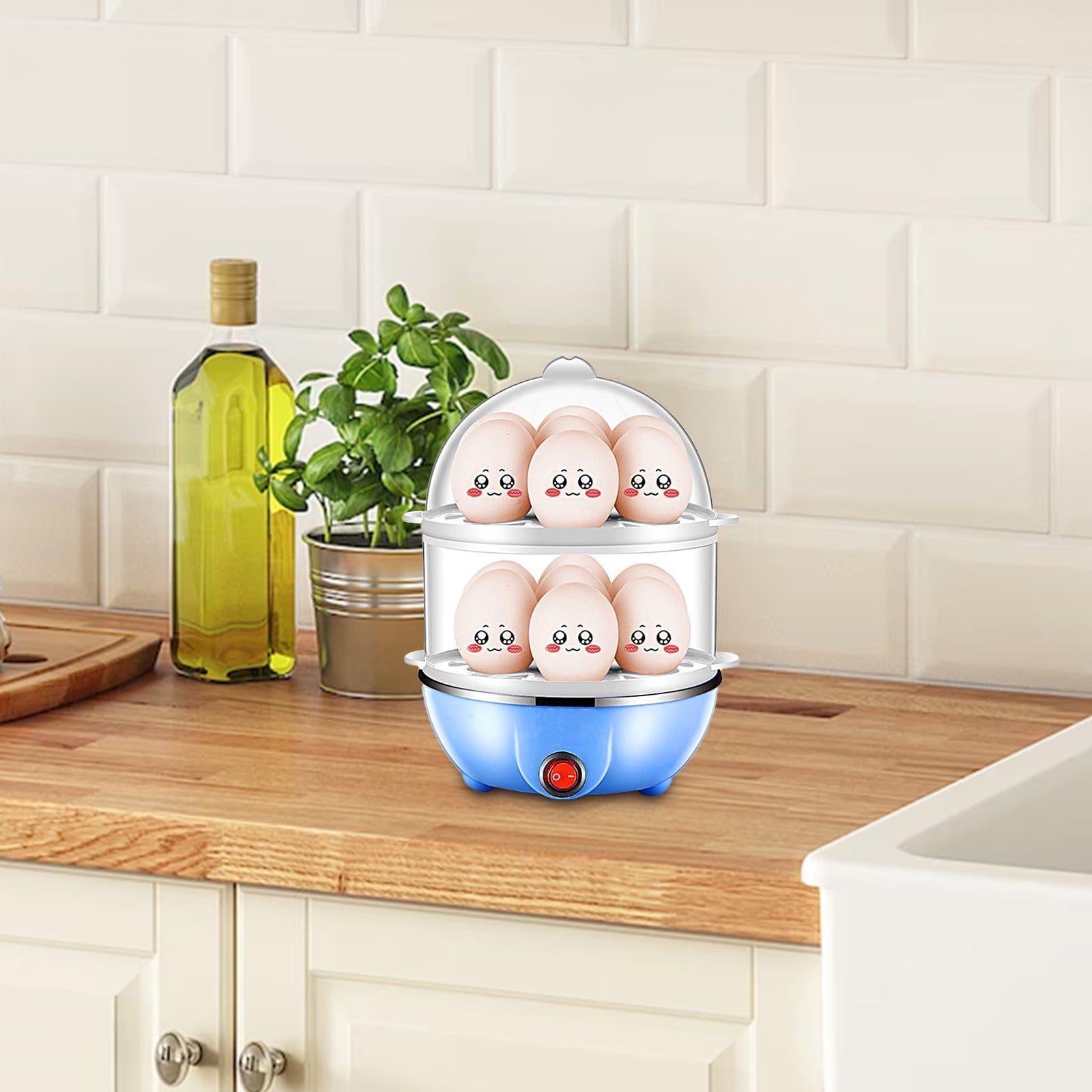 JWDX Egg Steamer Clearance! Eggs Cooker Double Breakfast Machine Stainless Steel Multi Function Steamer, Cooking Molds Promotion Include 1*Egg Steamer Blue