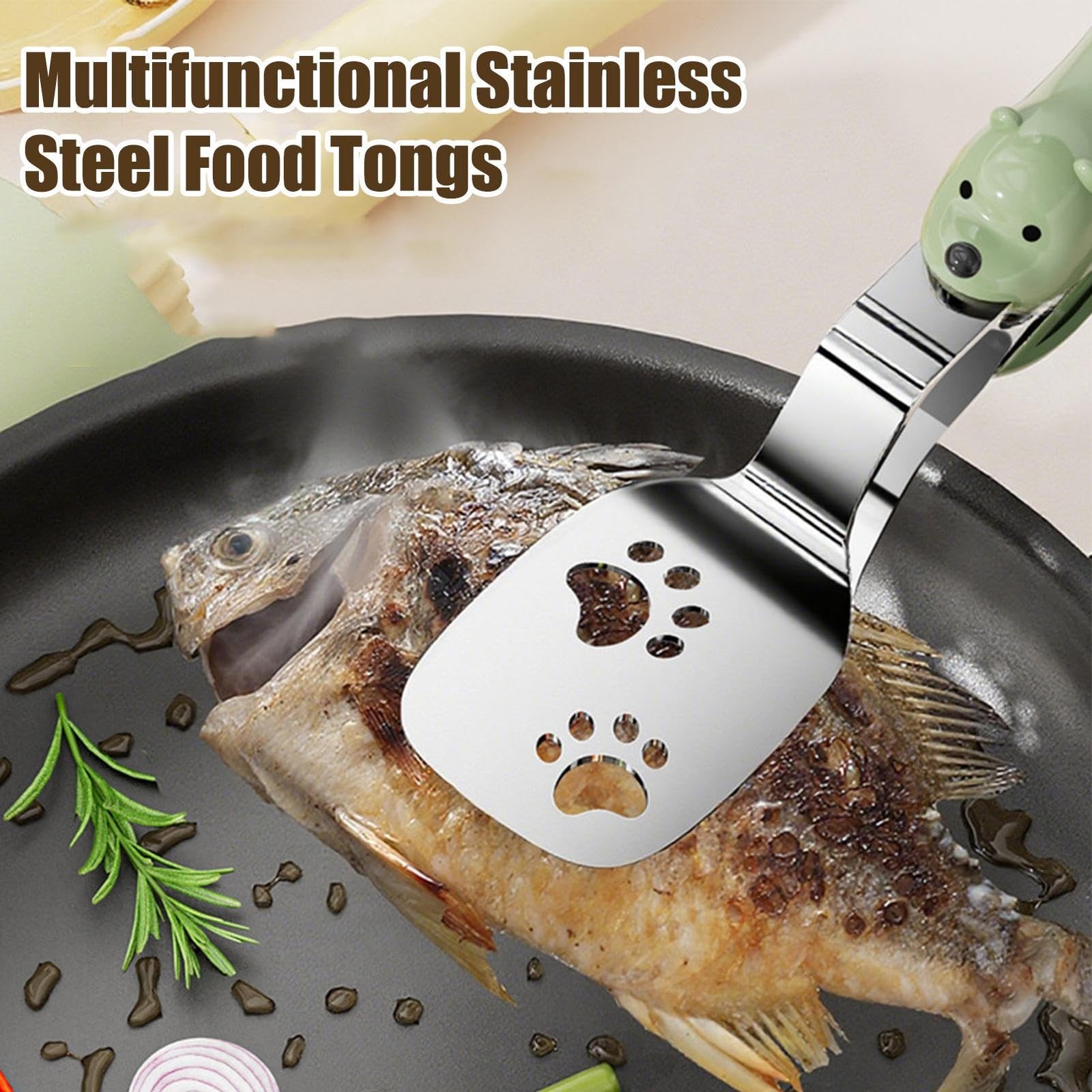 Kitchen Tongs - Spatula - BBQ Tongs - Meat Tongs - Kitchen Utensils - Kitchen Accessories - Grill Tongs - Spatula - Funny Gadgets - Cooking Utensils - Serving Tongs - Kitchen Tools - Original Gift - Green - 1 Piece