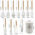 Kitchen Utensil Set - Silicone Spatula Set - Cooking Utensils with Holder - Wooden Spoons - Non-Stick - Pan Scrapers - Heat Resistant - Whisk - Serving Tongs - Baking Utensils - Kitchen Starter Kit - Scratch-Free - White - 12 Pieces
