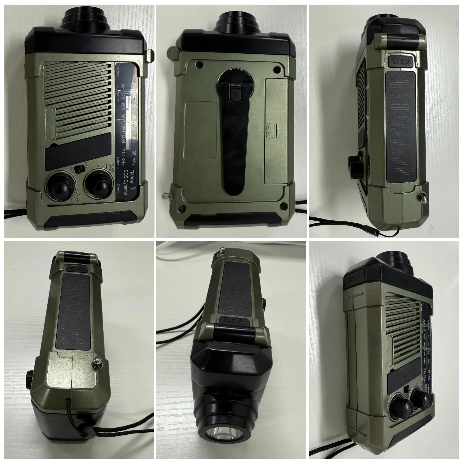 Wind-up Radio - Solar Radio - World Receiver - Portable Radio - Flashlight with Dynamo - Powerbank Function - Camping Radio - Outdoor Gadgets - Rechargeable Flashlight - USB Charger - FM AM Receiver - Hiking - Orange - 1 Piece