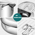 Deep fryer - Tempura pan - 24 cm - Stainless steel pan - Kitchen accessories - Japanese deep fryer - Induction deep fryer - Deep fryer - Cooking pot - Stainless steel pan - Large deep fryer - Kitchen utensils - Household - Silver - 1 piece
