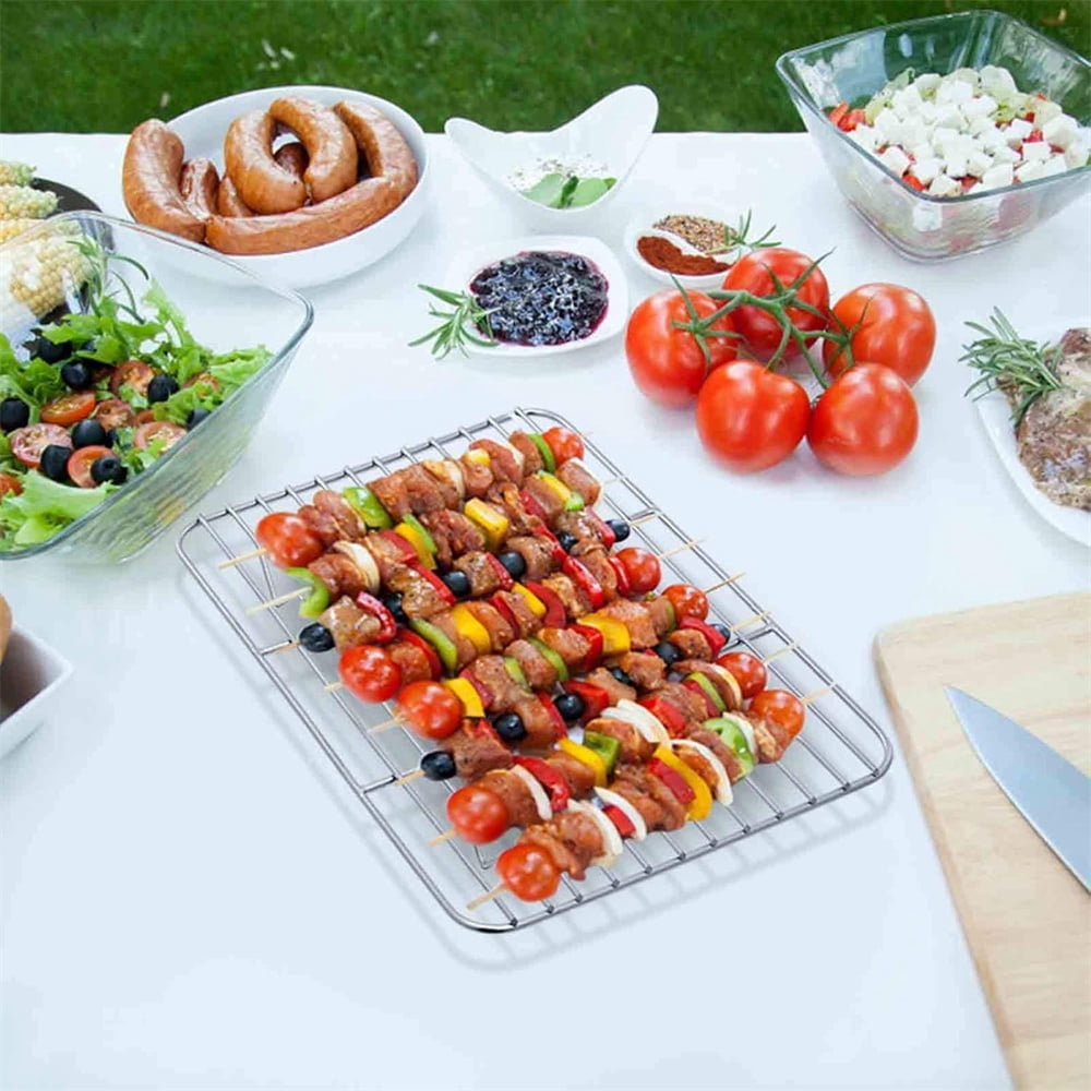 1Pack Kitchen Baking Rack,QZS Small Cooking Rack,Nonstick Wire Grill Net,Stainless Steel Roasting Grid Frame,Oven & Dishwasher Safe,for Picnic Camping Dinning and Outdoors 8