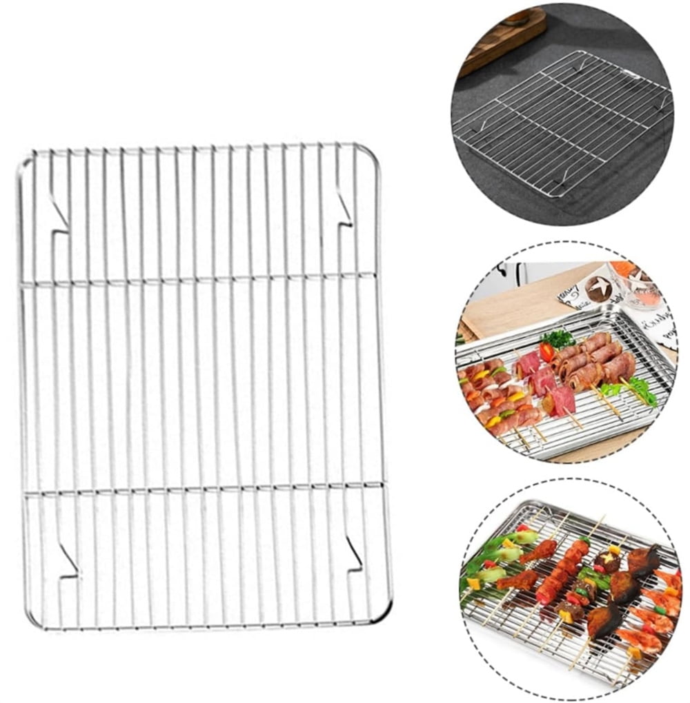 1Pack Kitchen Baking Rack,QZS Small Cooking Rack,Nonstick Wire Grill Net,Stainless Steel Roasting Grid Frame,Oven & Dishwasher Safe,for Picnic Camping Dinning and Outdoors 8