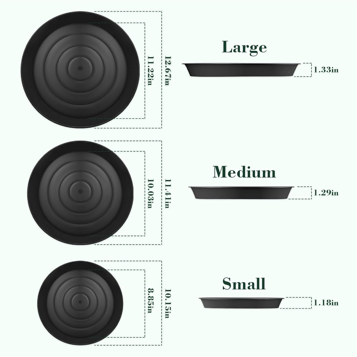 Tutuviw 3 Size Round Stepping Stone Mold,Cement Molds for Concrete,Plastic Concrete Molds for Casting Garden Pavement Precast and Forms Walkway (10"/11.4"/12.6", Black)