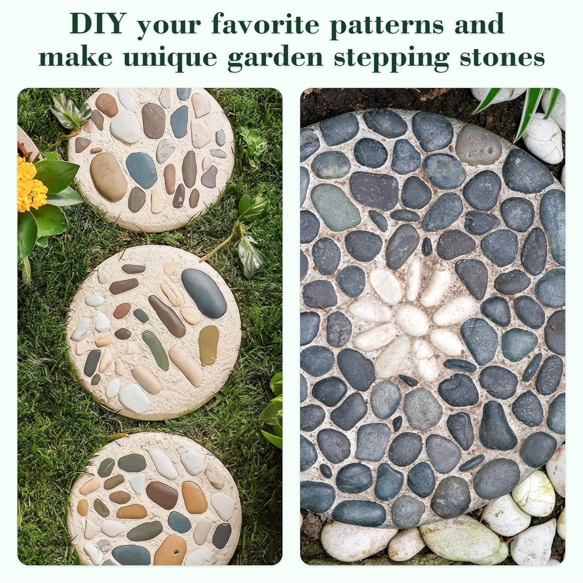 Tutuviw 3 Size Round Stepping Stone Mold,Cement Molds for Concrete,Plastic Concrete Molds for Casting Garden Pavement Precast and Forms Walkway (10