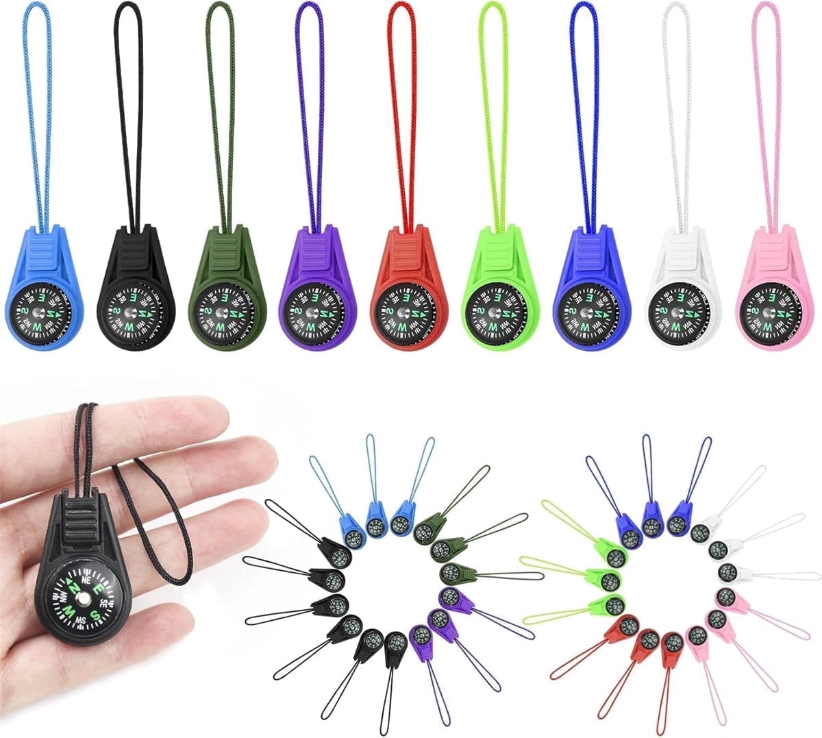 Tutuviw 25Pcs Compass for Kids Bulk,Multi-Color Mini Survival Compass,Outdoor Pocket Compass,Mini Compass Keychain Bulk for Hiking Survival Kits Watchband Bracelet Necklace Key Chain