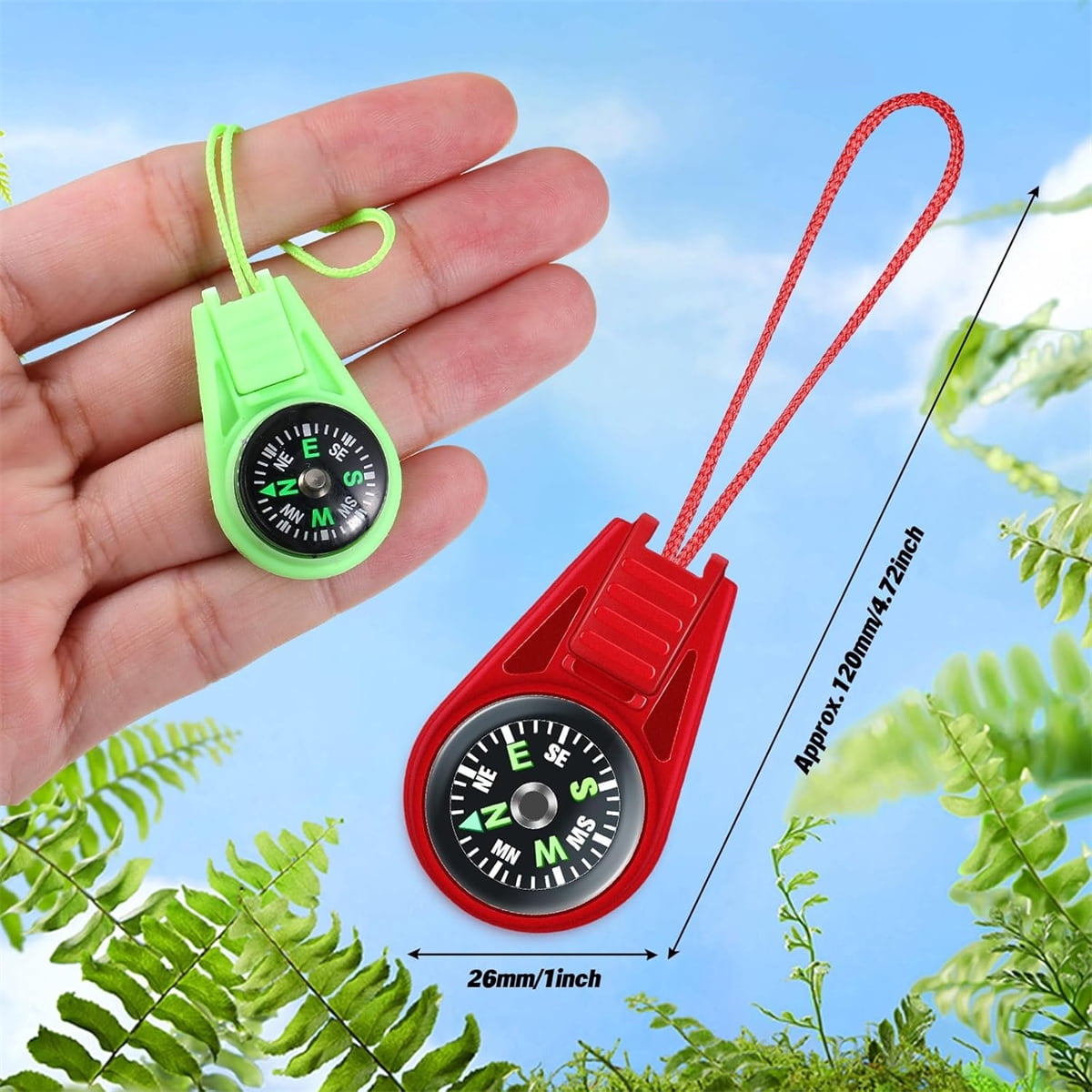 Tutuviw 25Pcs Compass for Kids Bulk,Multi-Color Mini Survival Compass,Outdoor Pocket Compass,Mini Compass Keychain Bulk for Hiking Survival Kits Watchband Bracelet Necklace Key Chain