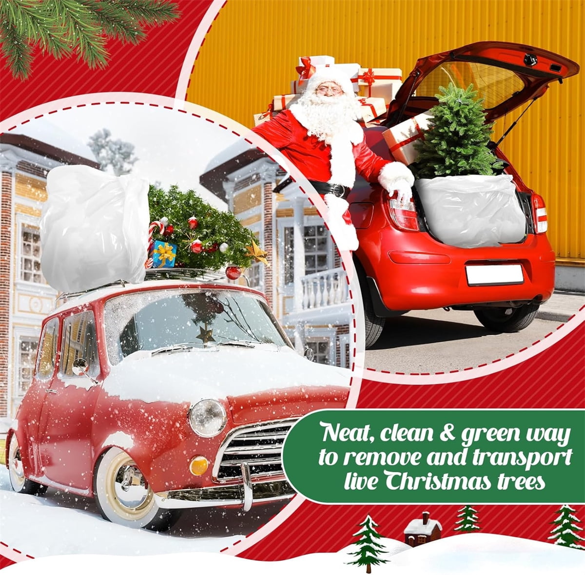 Tutuviw Christmas Tree Storage Bag,Clear Waterproof Xmas Trees Upright Cover Extra Large Plastic Bags Container to Cover Xmas Trees up to 9-Ft Tall, Disposable, Bio-Friendly(Clear Bag)