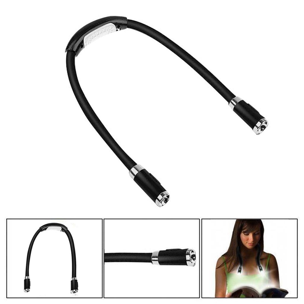 Rechargeable LED Neck Reading Light, 3 Modes Neck Reading Lamp, Hands Free Flexible Torch, U-Shaped LED Light with Soft Silicone Arms Comfortable Wear, for Camping Repairing Knitting Black